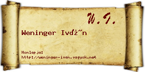 Weninger Iván névjegykártya